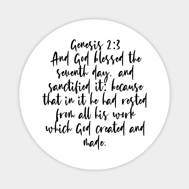 Genesis 2:3 Bible Verse Magnet by Bible All Day 